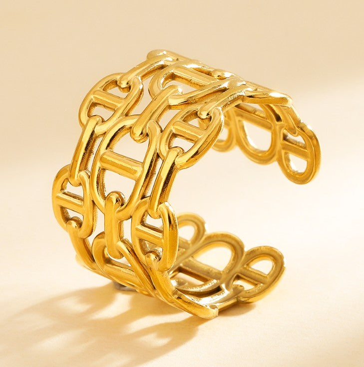 GOLD ANTI TARNISH ADJUSTABLE OPEN RING