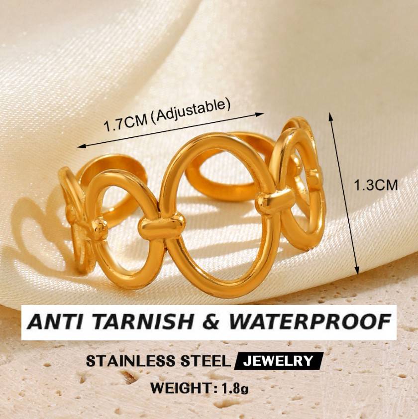 GOLD ANTI TARNISH ADJUSTABLE OPEN RING