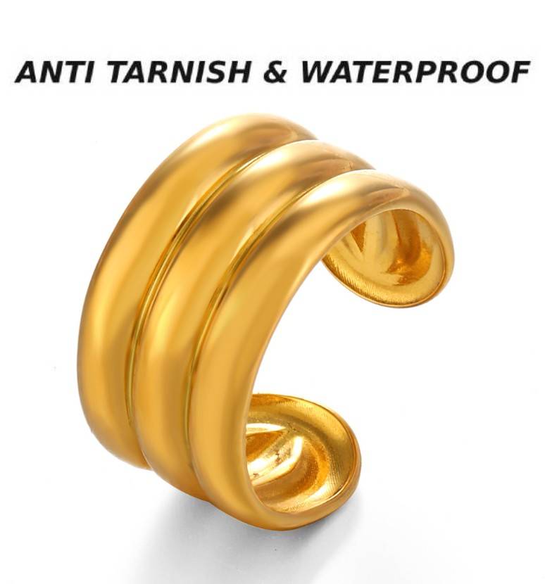 GOLD ANTI TARNISH ADJUSTABLE OPEN RING