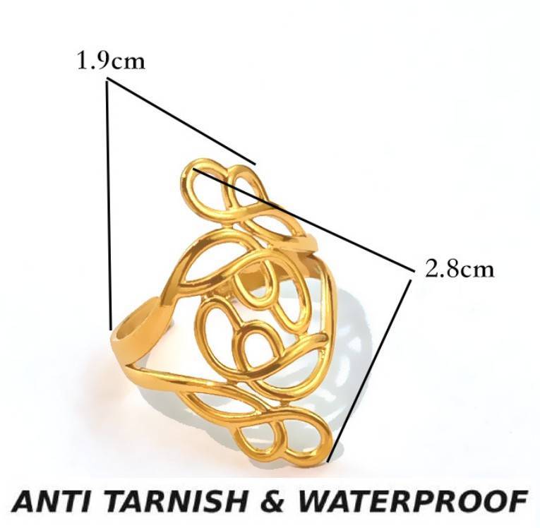 GOLD ANTI TARNISH ADJUSTABLE OPEN RING