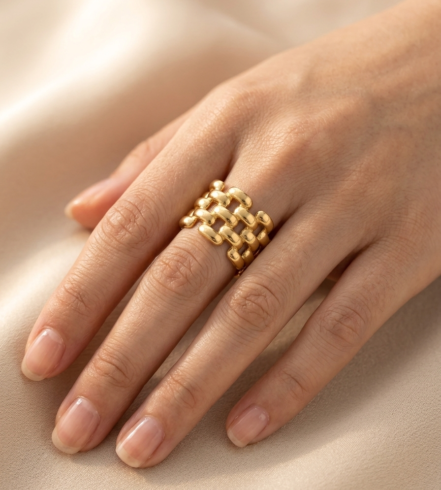 GOLD ANTI TARNISH ADJUSTABLE OPEN RING