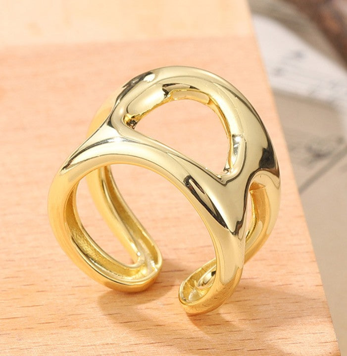GOLD ANTI TARNISH ADJUSTABLE OPEN RING