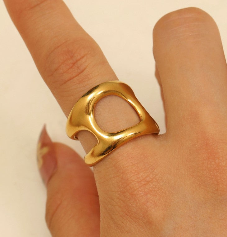 GOLD ANTI TARNISH ADJUSTABLE OPEN RING
