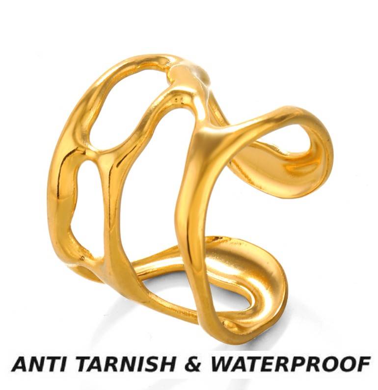 GOLD ANTI TARNISH ADJUSTABLE OPEN RING