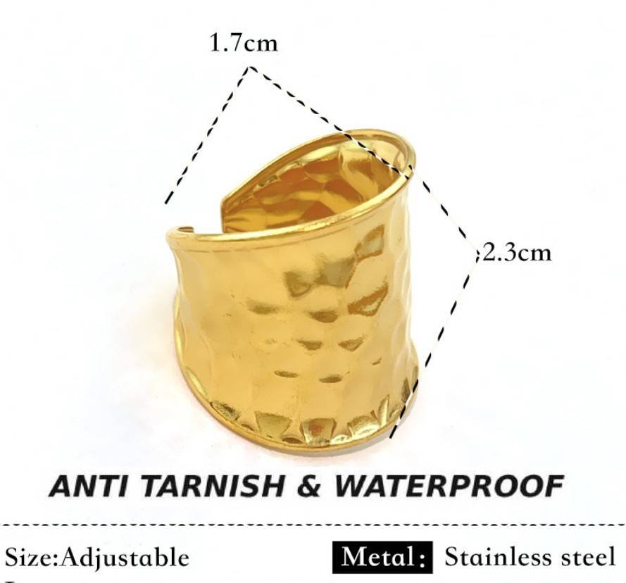 GOLD ANTI TARNISH ADJUSTABLE OPEN RING