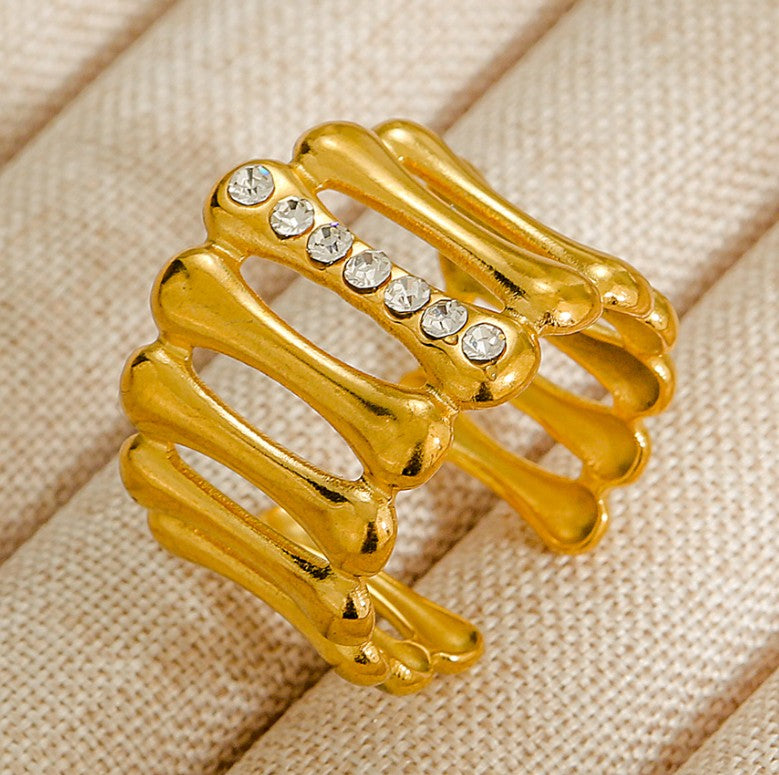 GOLD ANTI TARNISH ADJUSTABLE OPEN RING