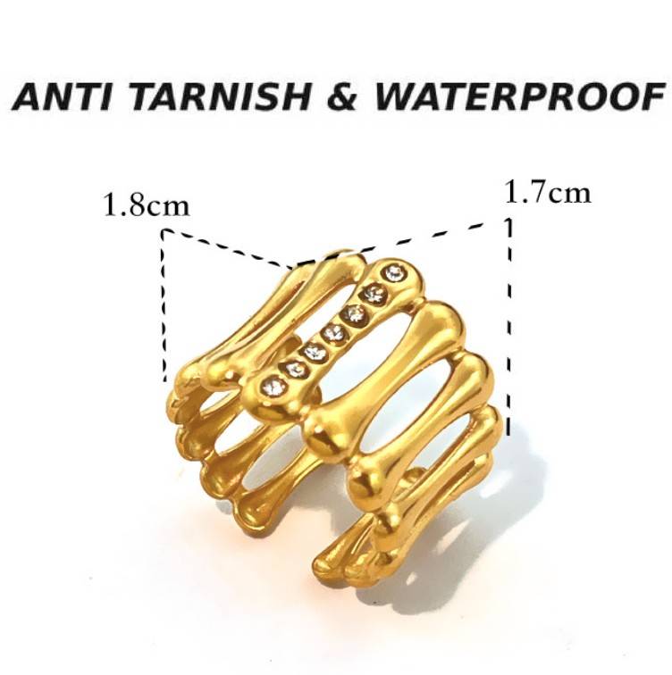 GOLD ANTI TARNISH ADJUSTABLE OPEN RING