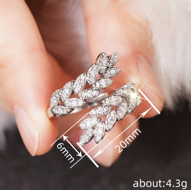 COPPER LEAF AD STONE DAIMOND OPEN RINGS