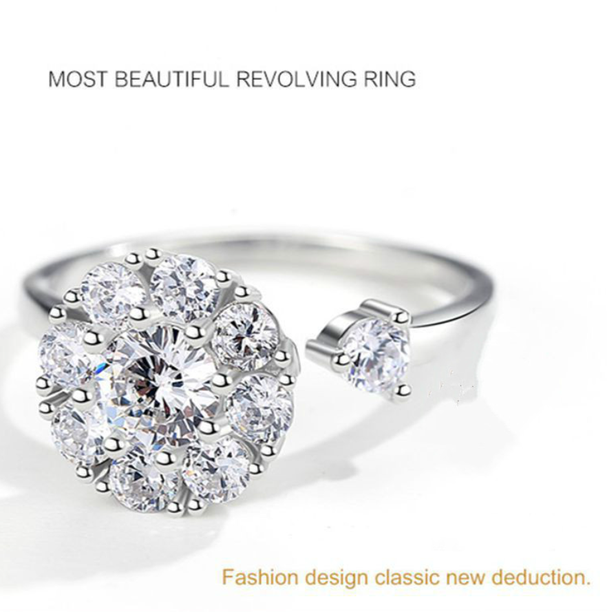 Spinning Zircon Crystal Rotating Finger Ring