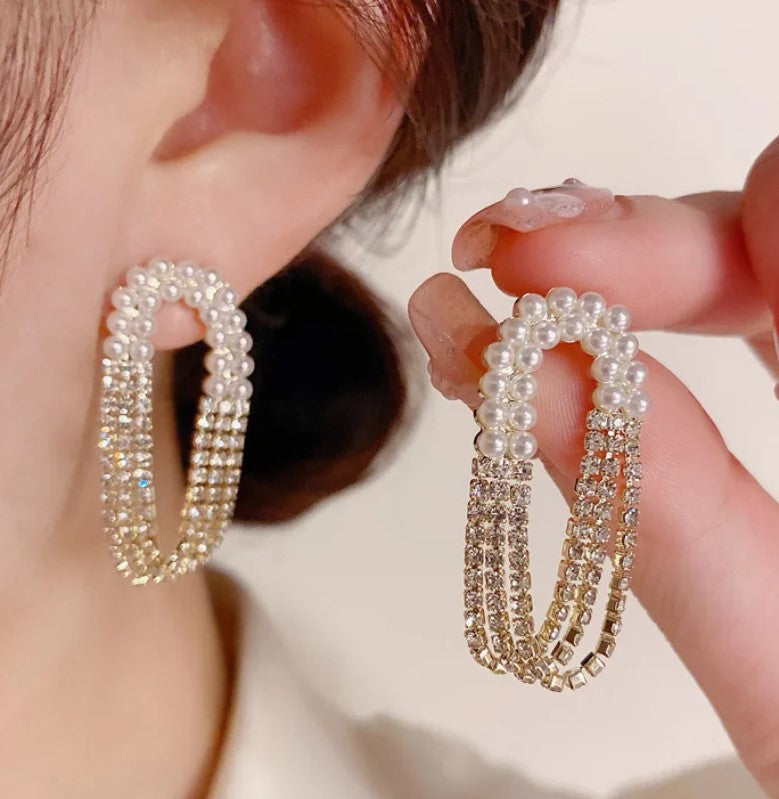 Pearl Zircon Drop Earring
