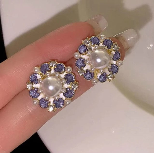 Crystal Pearl Stud Earring
