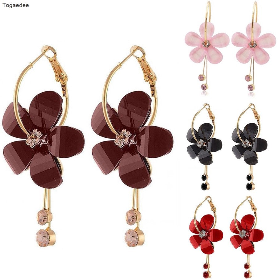 Flower Crystal Drop Earring