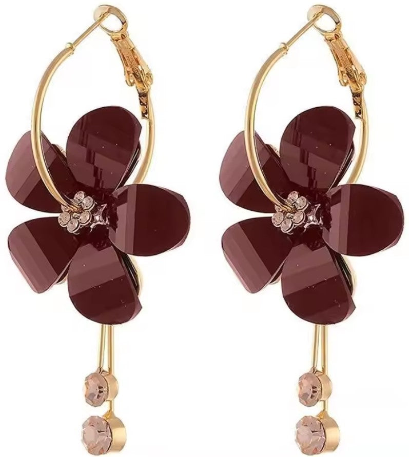 Flower Crystal Drop Earring