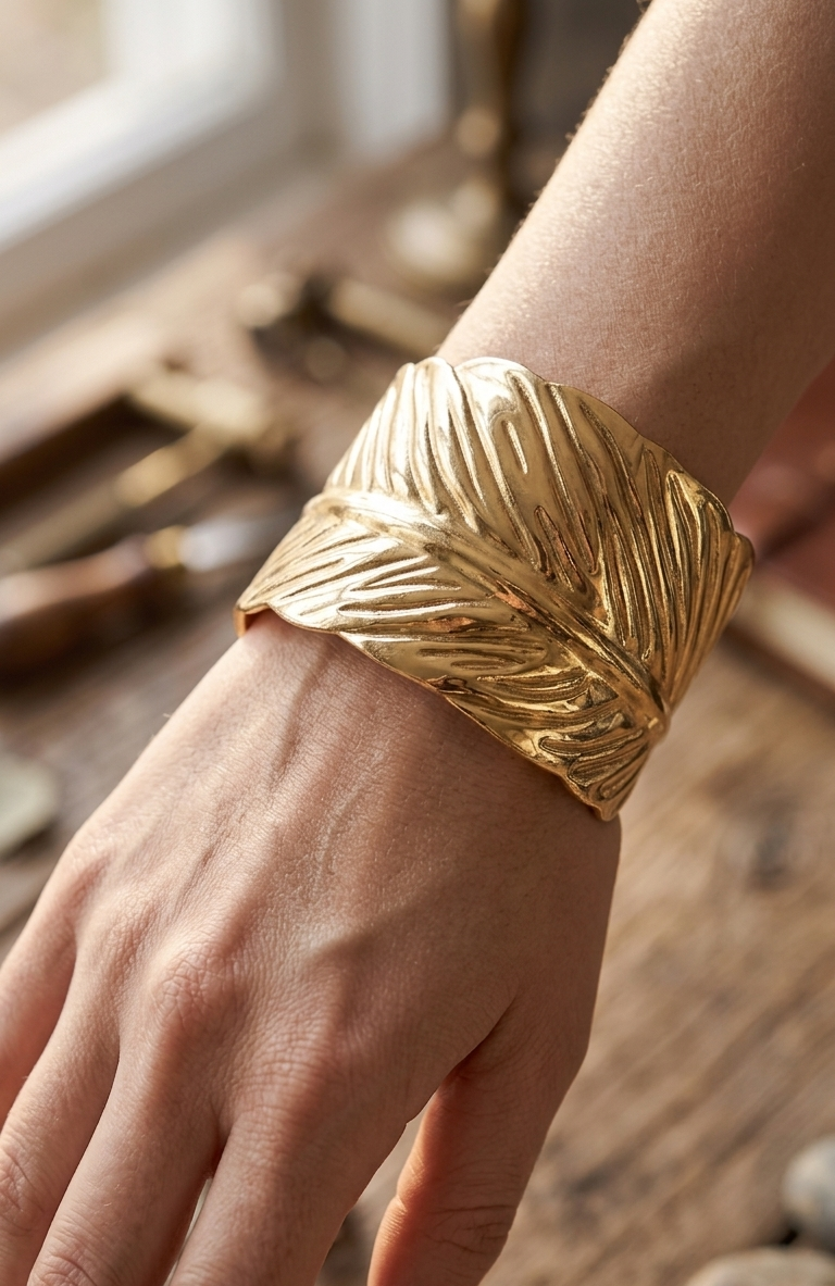 GOLD ANTI TARNISH OPEN CUFF BRACELET