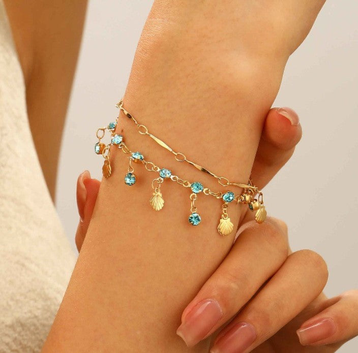 GOLD SHELL MULTI LAYER KOREAN BRACELET