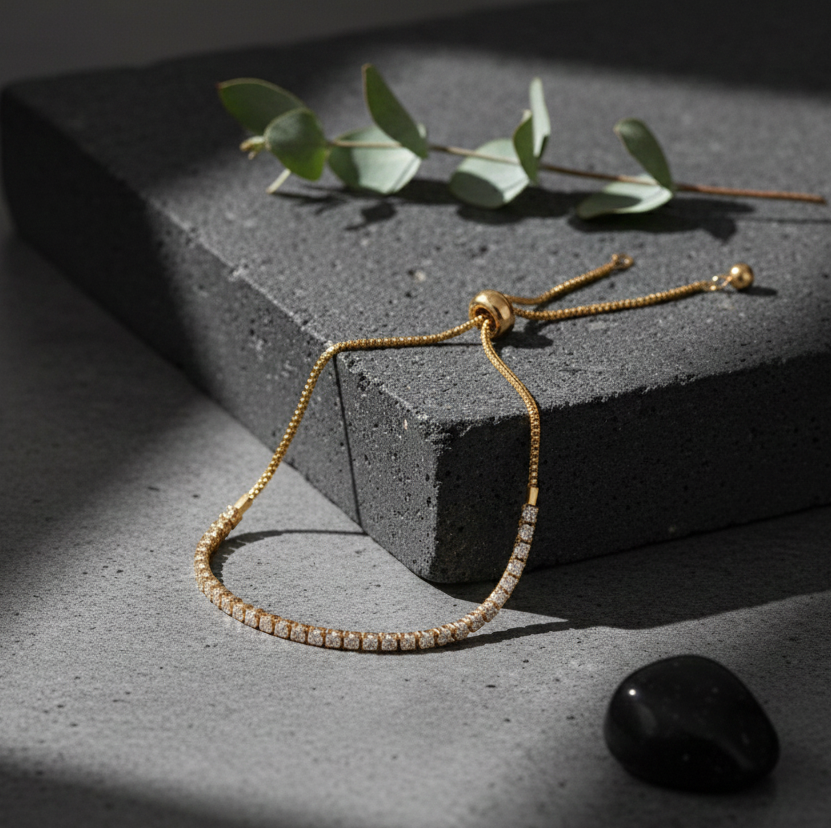 GOLD & SILVER AD STONE KOREAN BRACELET