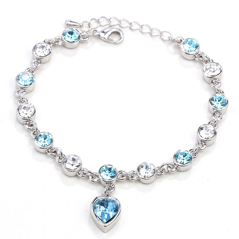 HEART CRYSTAL SILVER KOREAN BRACELET