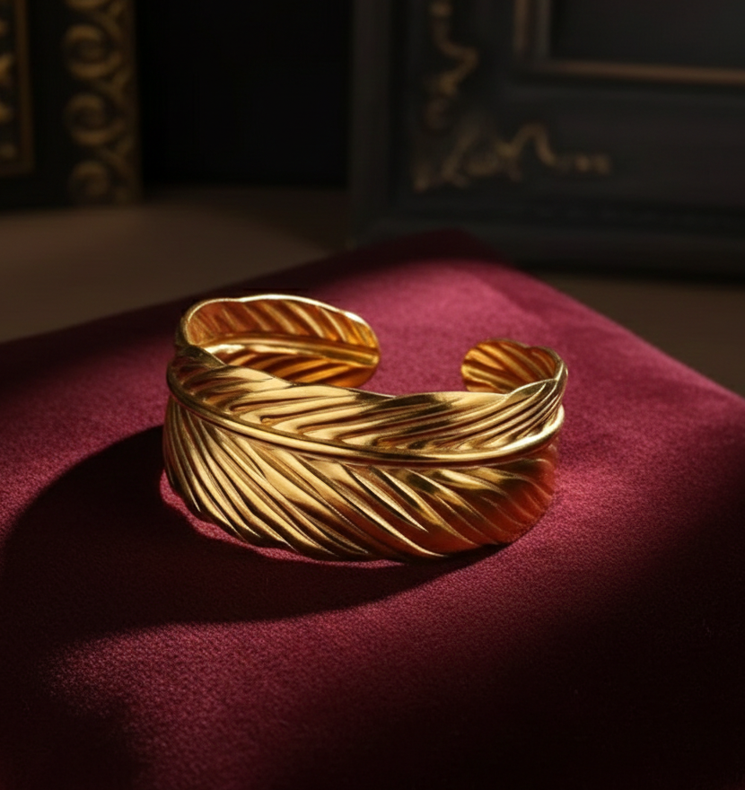 GOLD ANTI TARNISH OPEN CUFF BRACELET