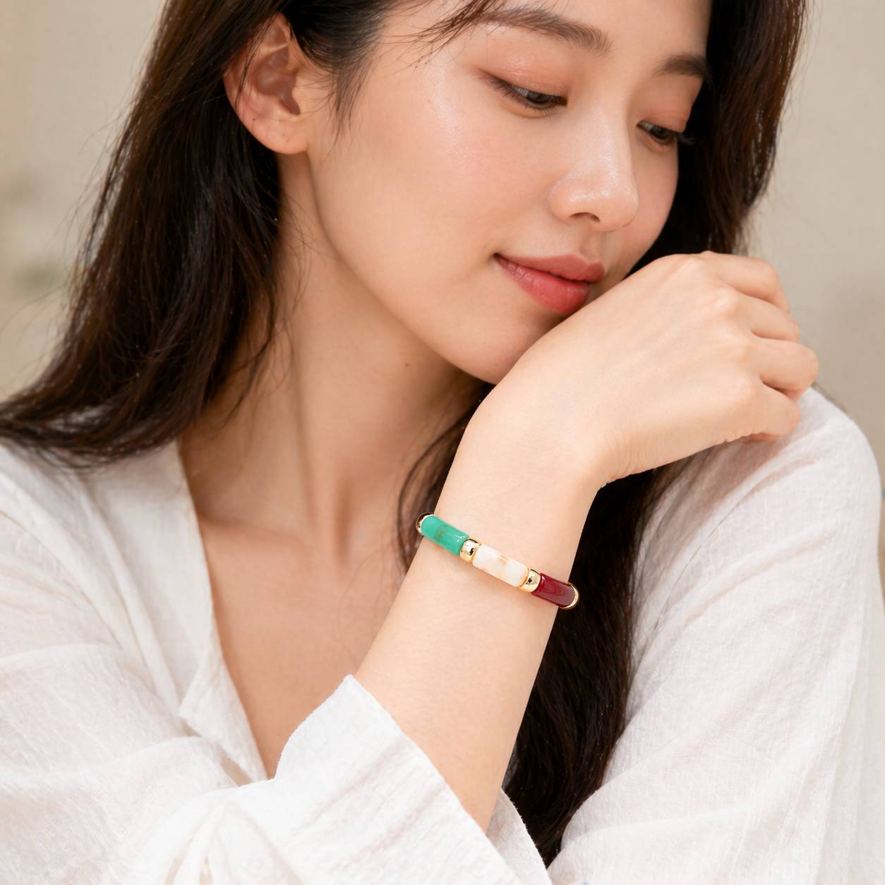 RESIN TUBE STRETCHABLE KOREAN BRACELET