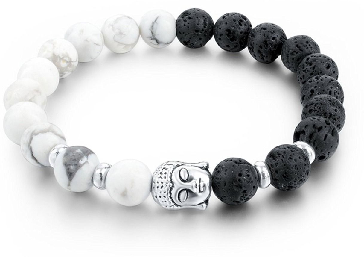 WHITE & BLACK BEADED BRACELET