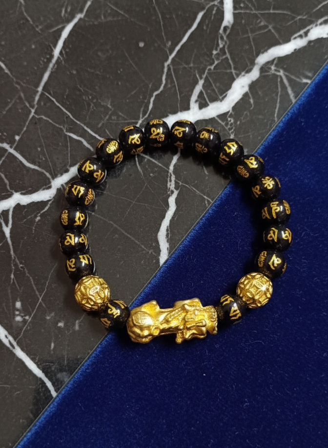 BLACK & GOLD PROTECTION MANTRA BRACELET