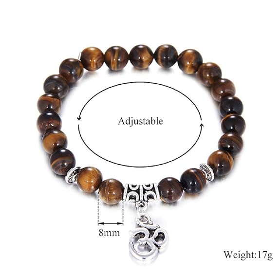 Om Locket Tiger Eye Beads Bracelet