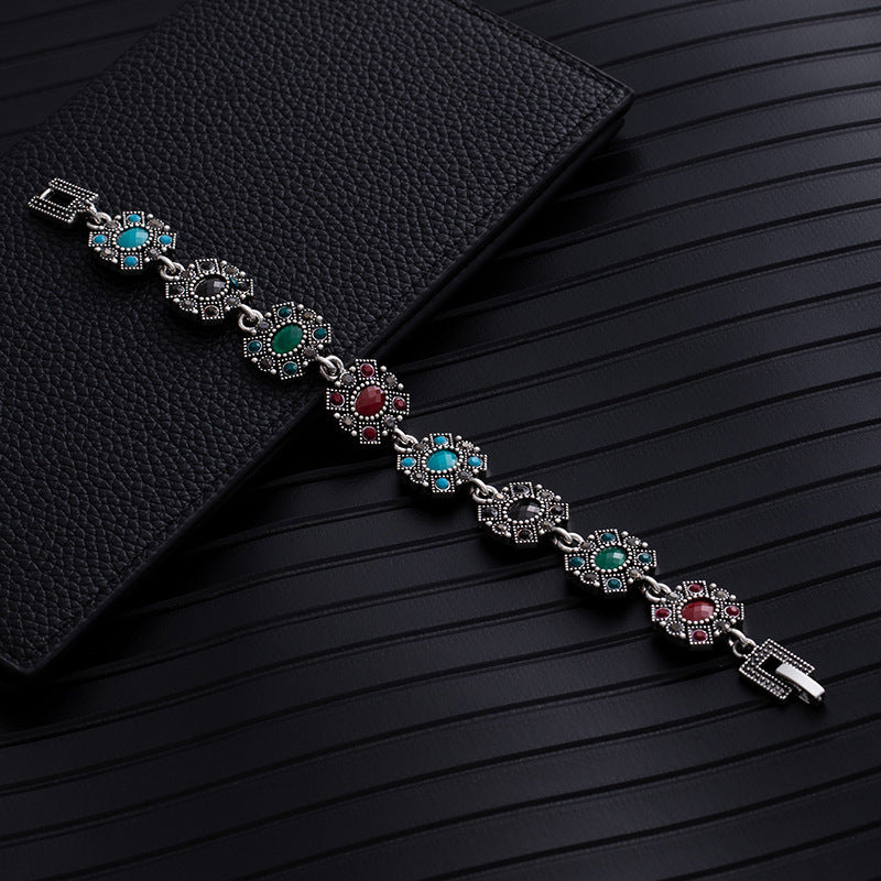 MULTICOLOR OXIDIZED SILVER BRACELET KOREAN BRACELET
