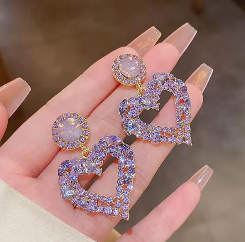 Heart Crystal Drop / Drop Earring