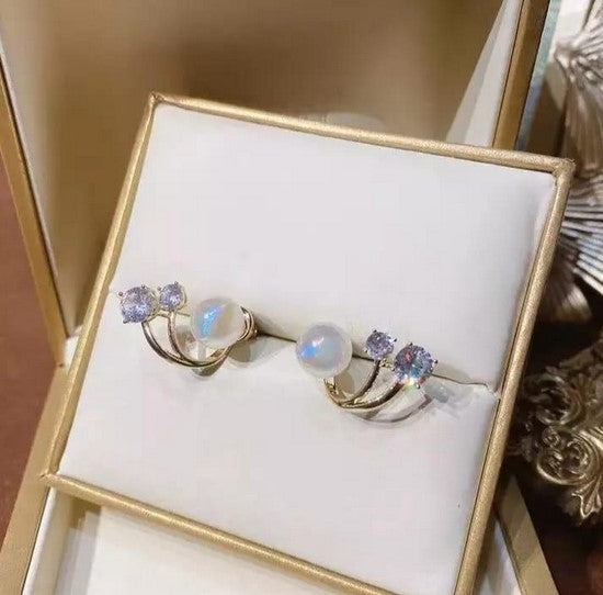 Cubic Zirconia Pearl Stud Earring