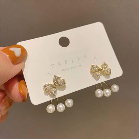 Bow Pearl Stud / Drop Earring