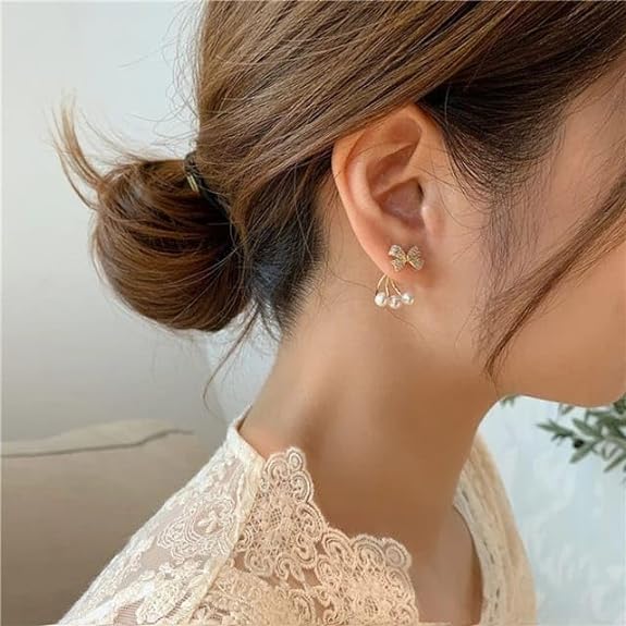 Bow Pearl Stud / Drop Earring