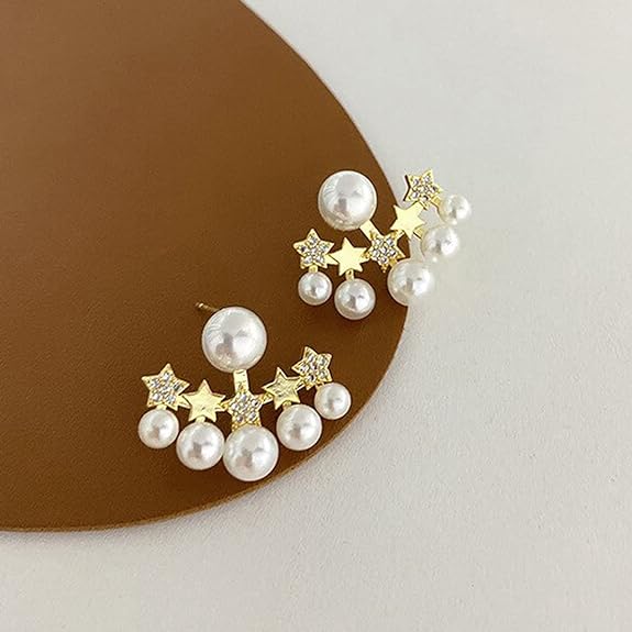 Pearl Star Floral Cuff Stud Earring