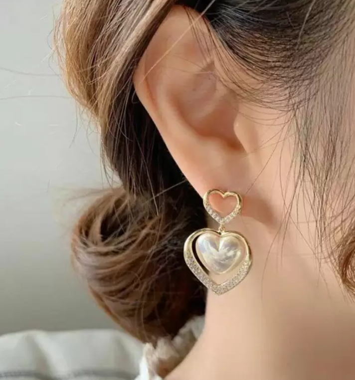 Heart Pearl Drop Earring