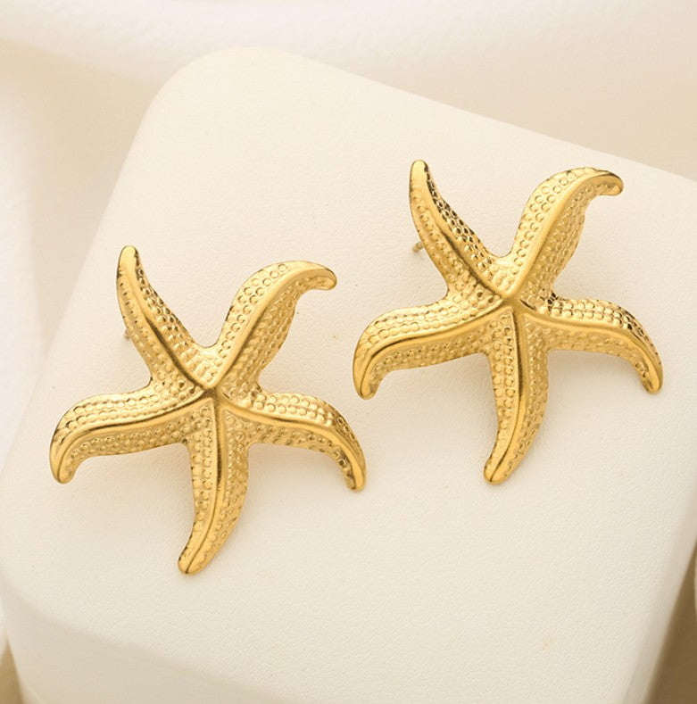 GOLD ANTI TARNISH STARFISH DROP KOREAN EARRINGS