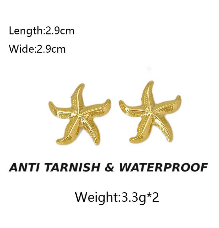 GOLD ANTI TARNISH STARFISH DROP KOREAN EARRINGS
