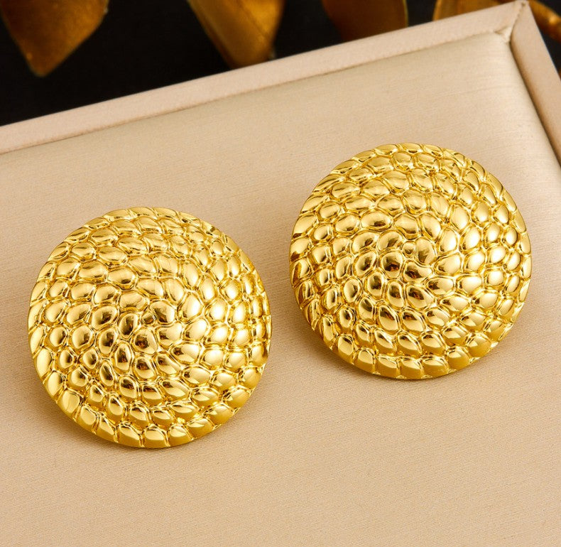 GOLD ANTI TARNISH TRADITIONAL DOME STUD EARRINGS