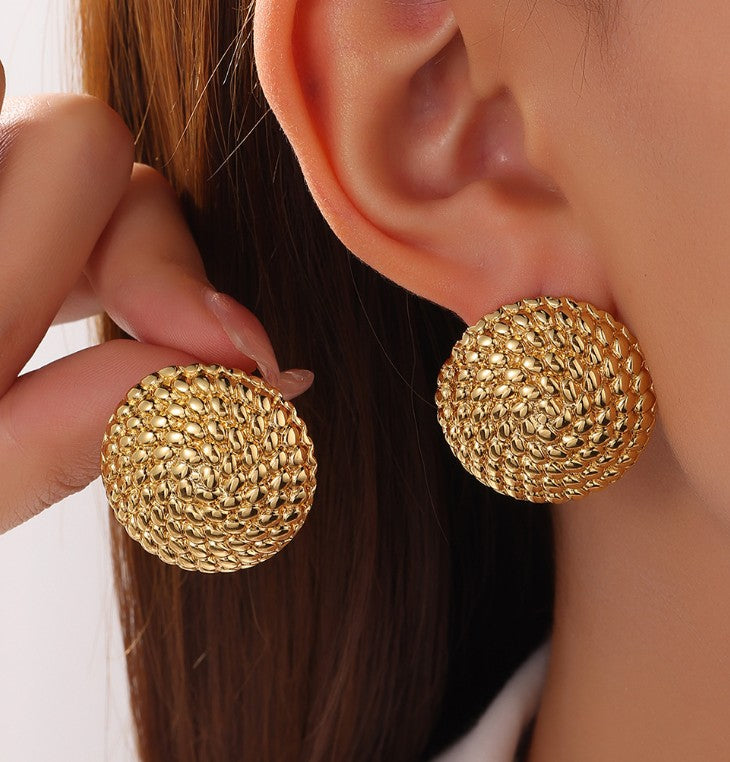 GOLD ANTI TARNISH TRADITIONAL DOME STUD EARRINGS