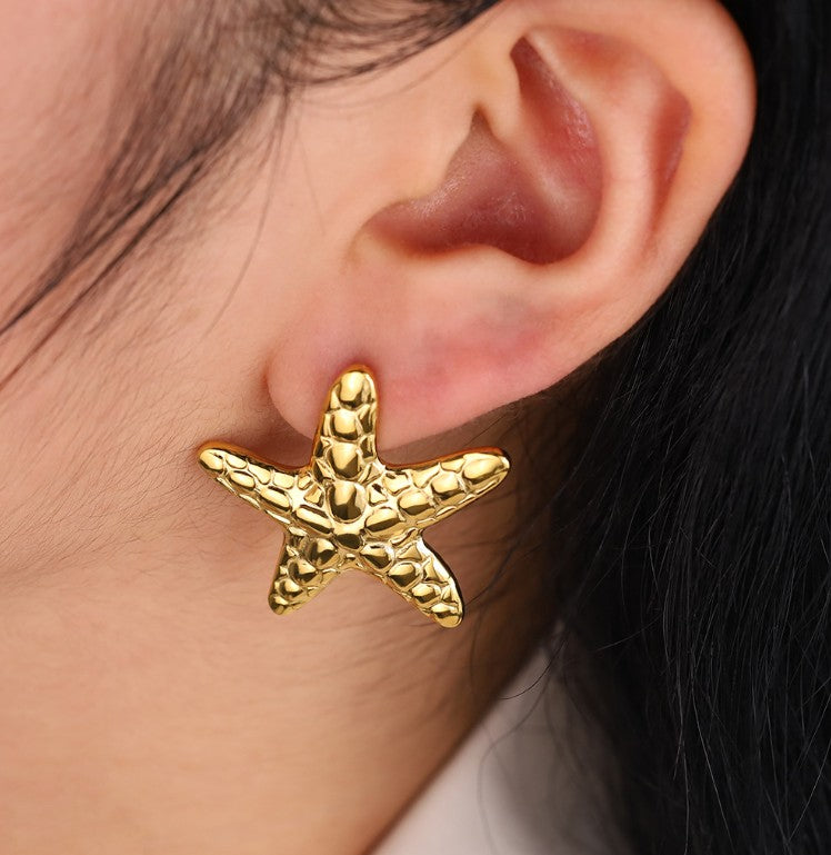 GOLD ANTI TARNISH STARFISH DROP KOREAN EARRINGS