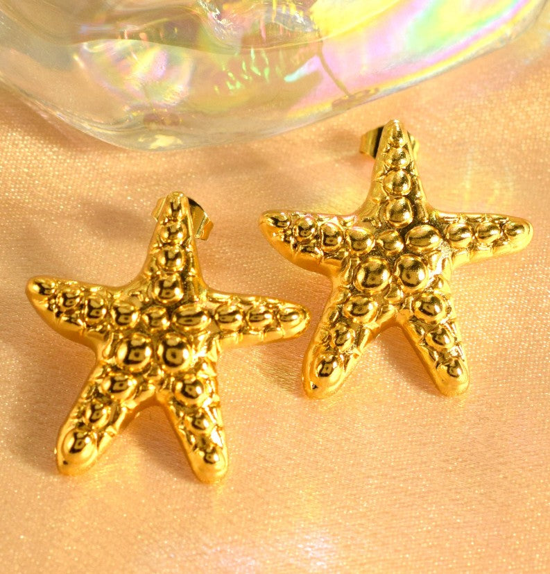 GOLD ANTI TARNISH STARFISH DROP KOREAN EARRINGS