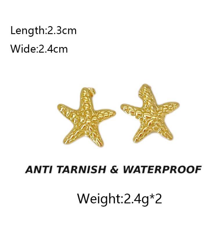 GOLD ANTI TARNISH STARFISH DROP KOREAN EARRINGS