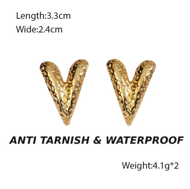 GOLD ANTI TARNISH V SHAPED DROP KOREAN EARRINGS