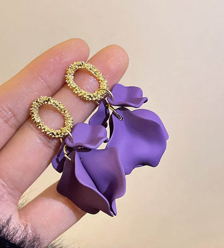 FLOWER PETAL DROP KOREAN EARRING