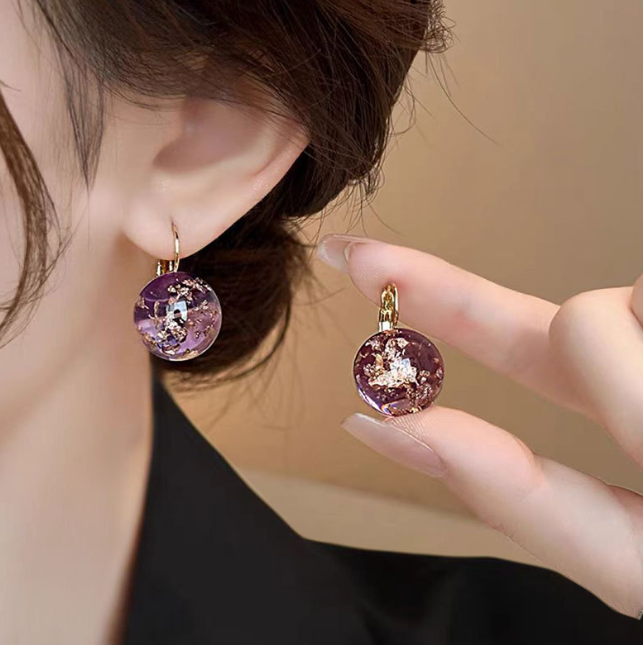 RESIN BALL CRYSTALS KOREAN EARRINGS