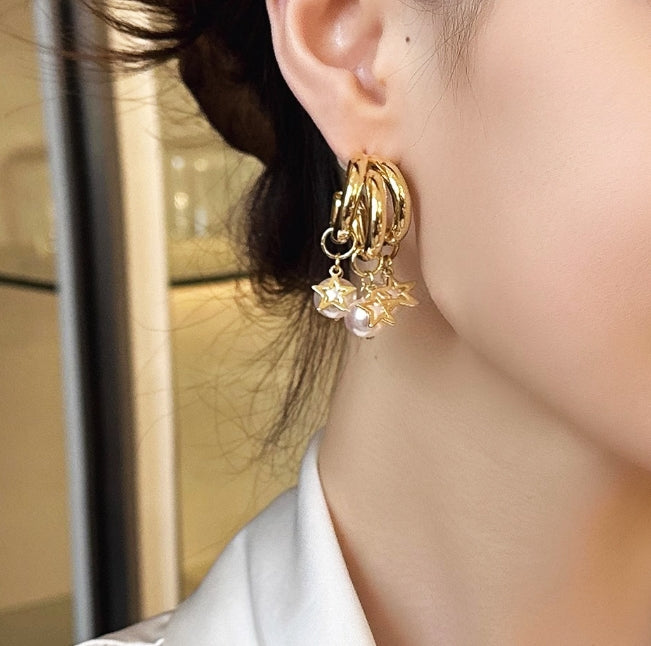 PEARLS HOOP JHUMKI KOREAN EARRINGS