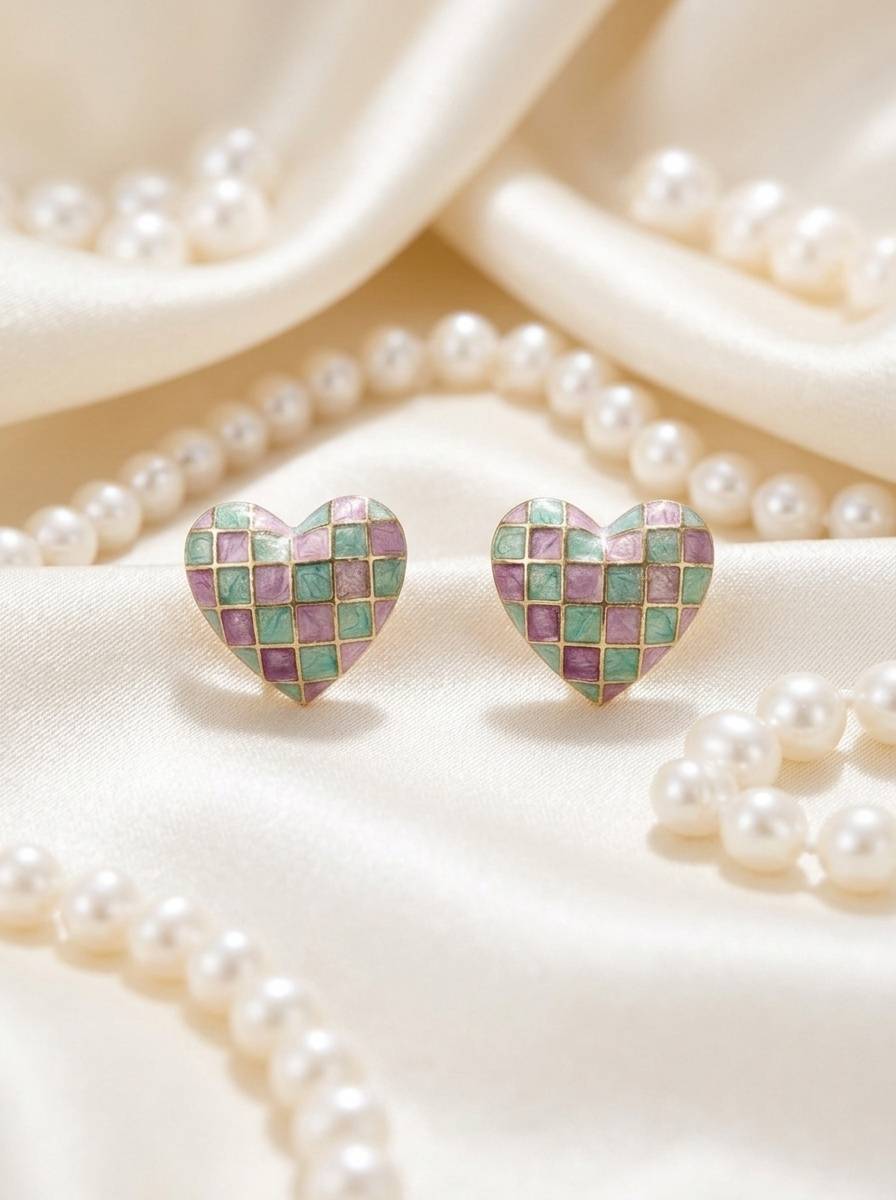 HEART SHAPE STUDS KOREAN EARRINGS