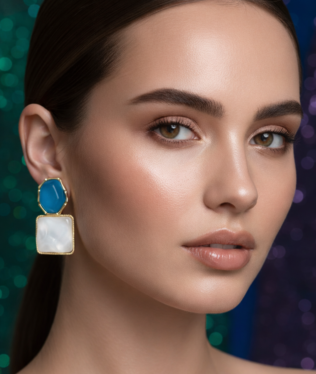 WHITE & BLUE DROP KOREAN EARRINGS