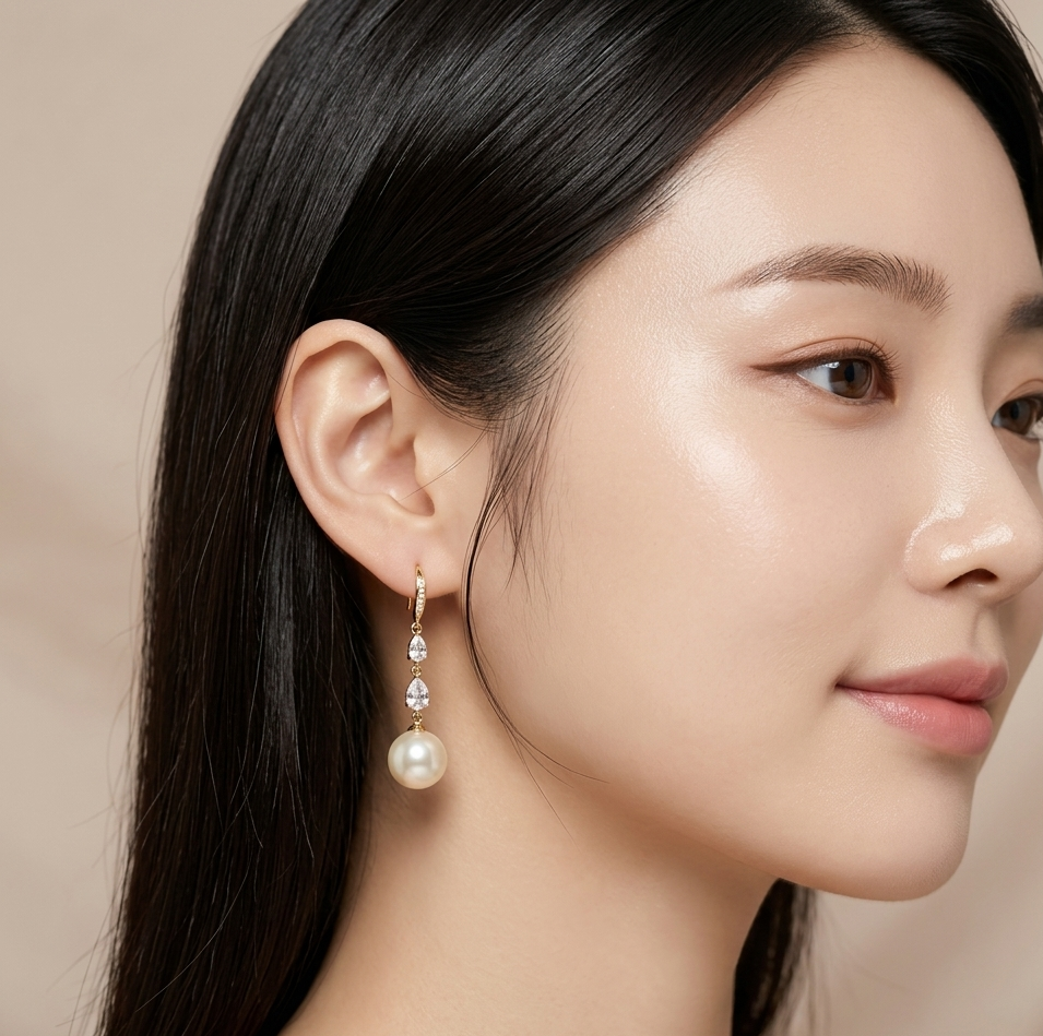 LONG PEARL KOREAN DROP EARRINGS