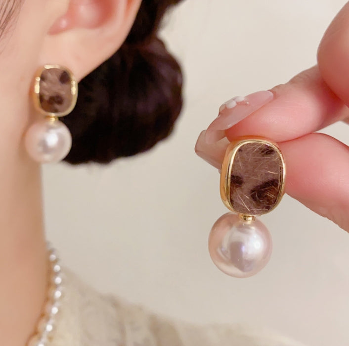 PEARL LEOPARD CHEETAH DROP EARRINGS