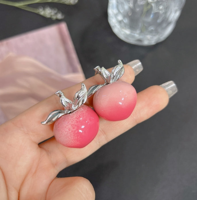 PEACH FRUIT DROP EARRINGS