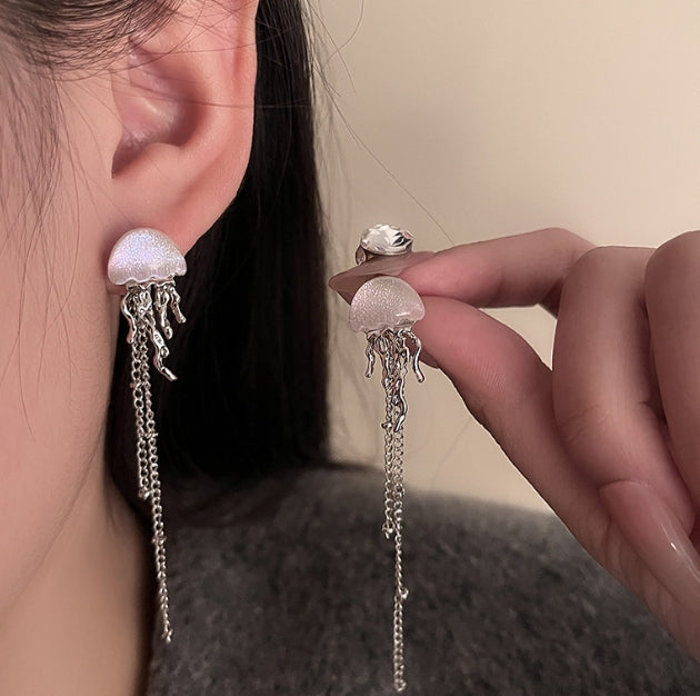 LONG CHAIN JELLYFISH TASSEL EARRINGS